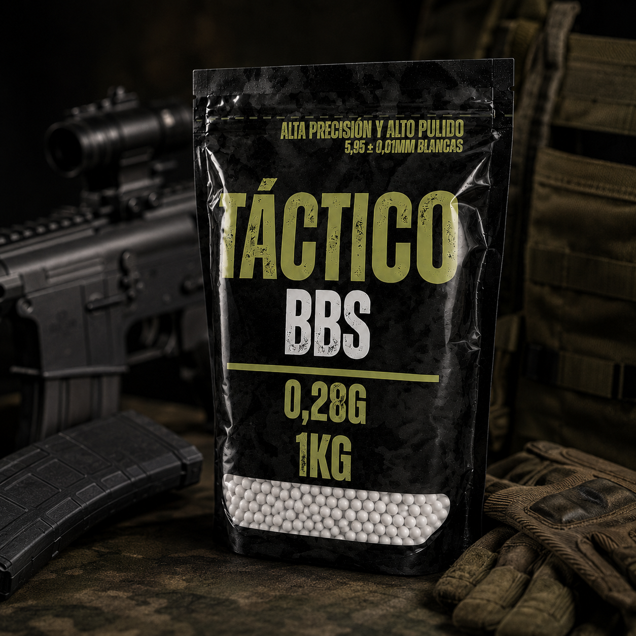 Balines Airsoft 0.28g 1KG — Alta Precisión — Táctico BBS